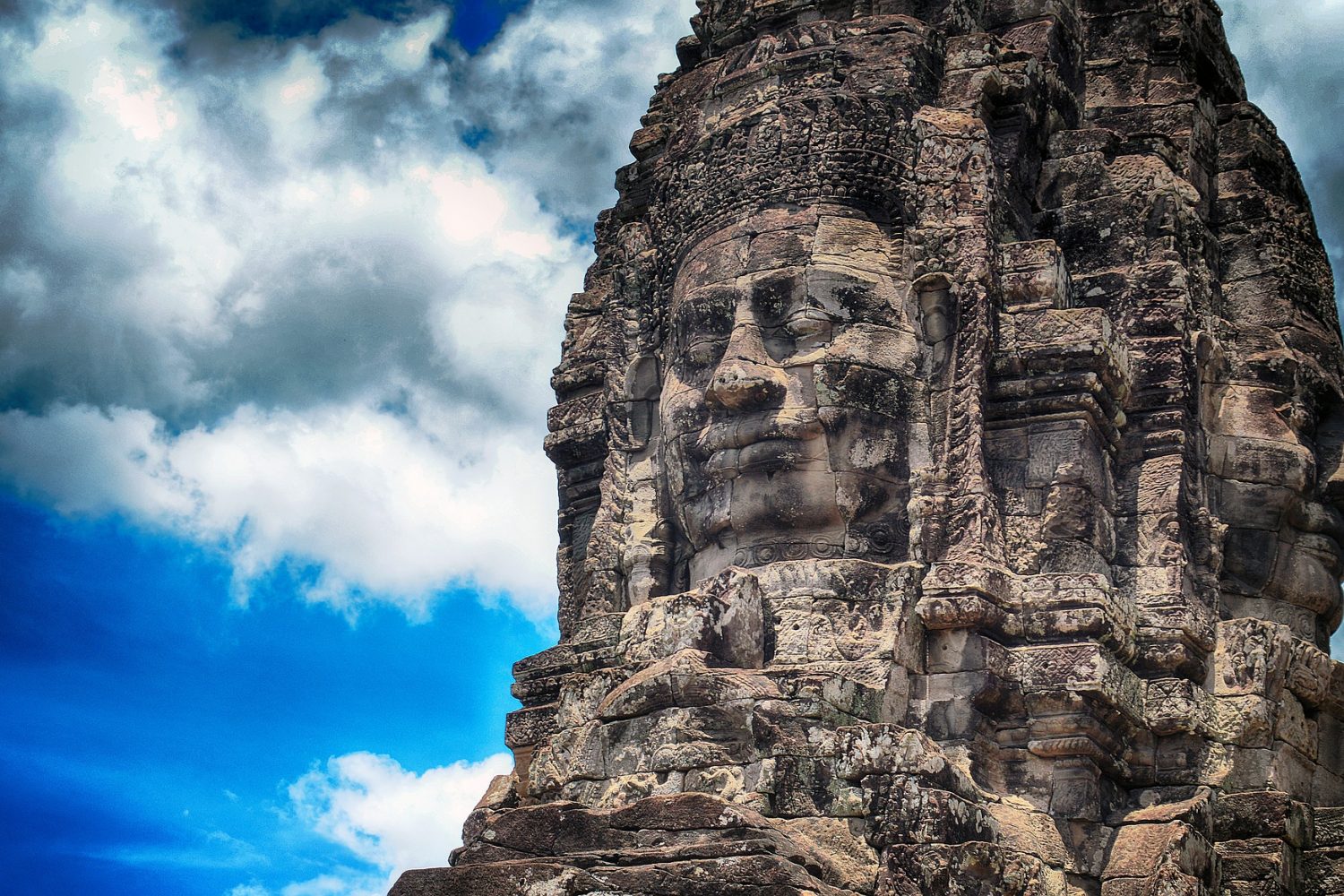 Ansikten torn Bayon Angkor Thom Siem Reap Kambodja