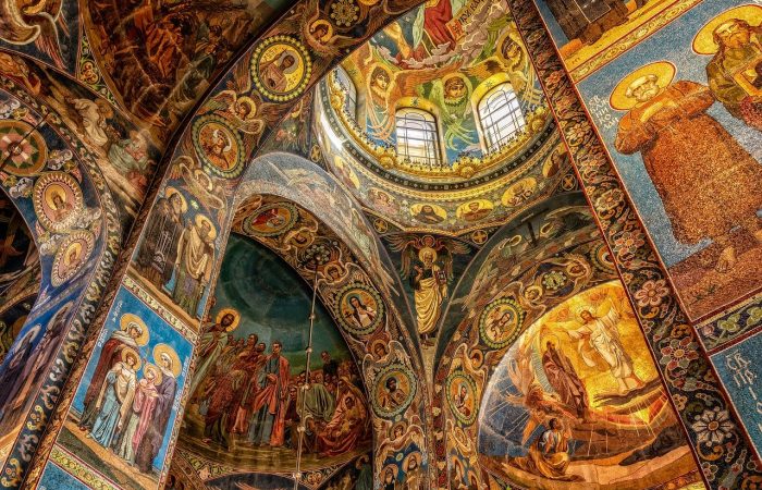 Interiör Uppståndelsekyrkan St Petersburg Ryssland