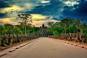 Infart och port Angkor Thom Siem Reap Kambodja