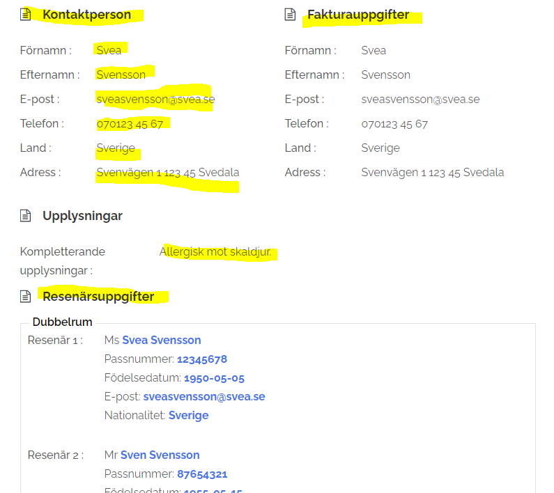 Skärmklipp bokning 10