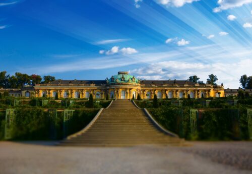 Sanssouci blå himmel Potsdam Berlin Tyskland